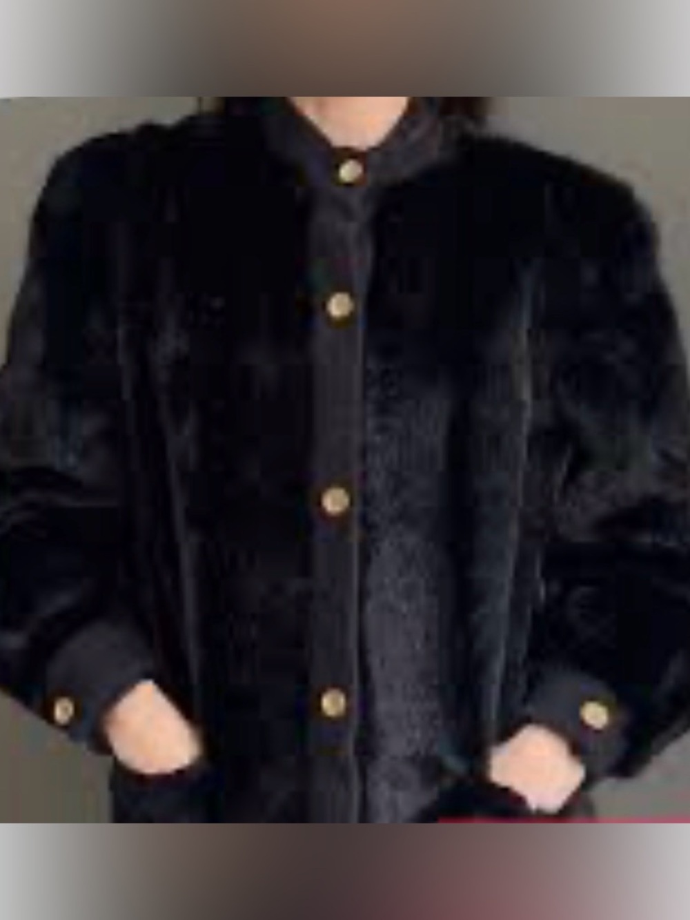 New! Lilli Ann Fur Gold Button Bomber Jacket Size Medium